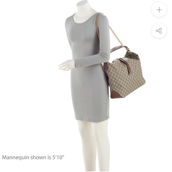 COA -Auth Gucci Chain Hobo GG Coated Canvas Large Brown - Picture 16 of 16